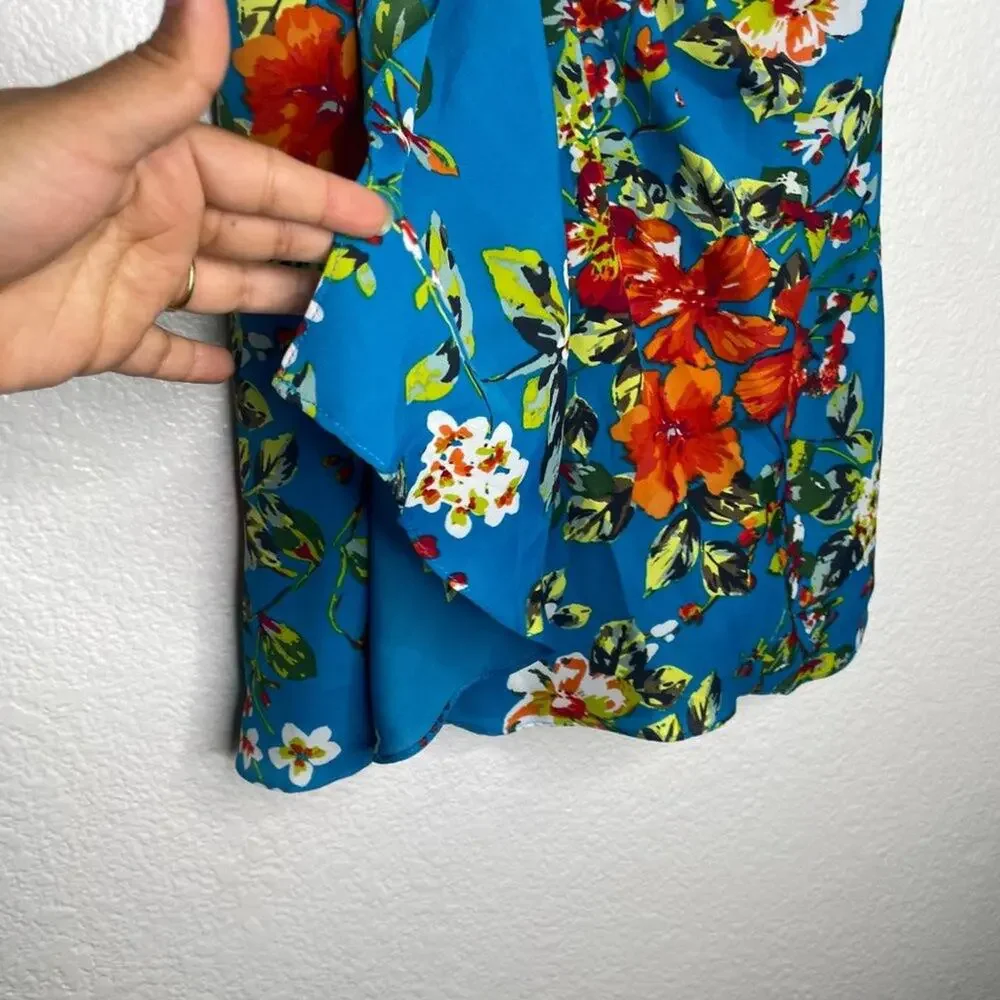 Express Womens Dress Size 0 Strapless Floral Blue Lined Mini Short Casual Wear - Picture 7 of 16